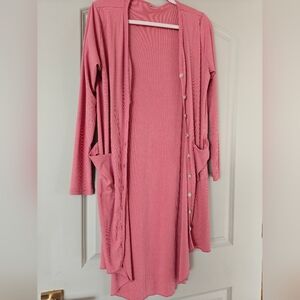 Pink Long Cardigan S